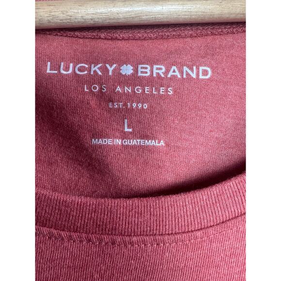 Lucky Brand Pink Mandala Graphic Tee L Rhinestone Boho Casual Top - Picture 3 of 4